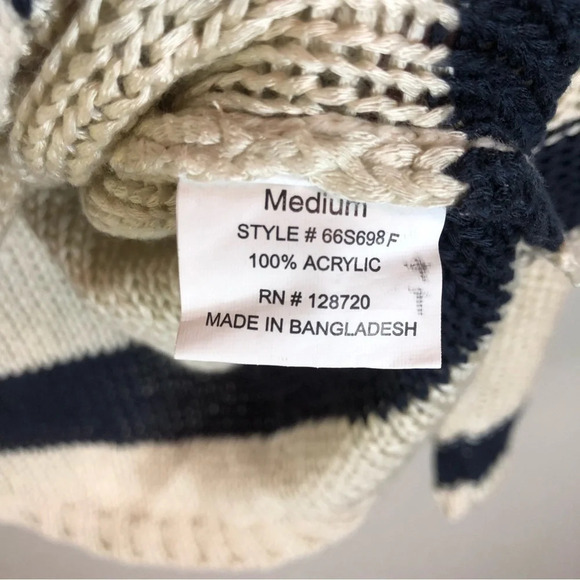 QUINN Colorblock Striped Navy Sweater Top Medium - Picture 5 of 5